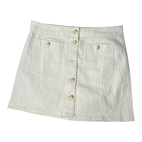 J. Crew Textured denim mini skirt in ecru Cream Gold Size 28 *Flawed* NWT - Picture 5 of 10